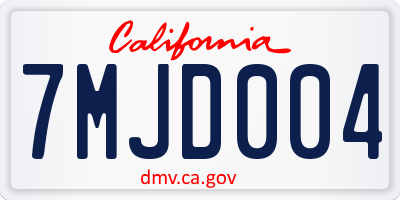 CA license plate 7MJD004