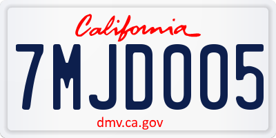 CA license plate 7MJD005