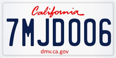 CA license plate 7MJD006