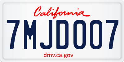 CA license plate 7MJD007