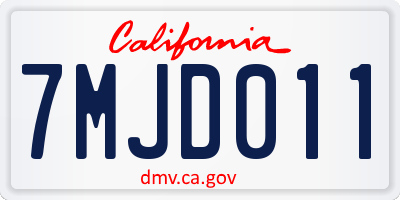 CA license plate 7MJD011