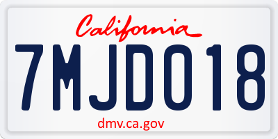 CA license plate 7MJD018