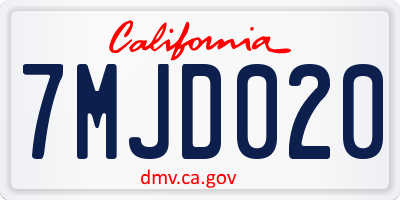 CA license plate 7MJD020