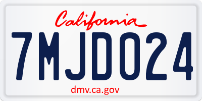 CA license plate 7MJD024