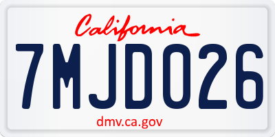 CA license plate 7MJD026