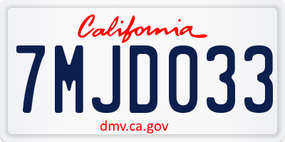 CA license plate 7MJD033