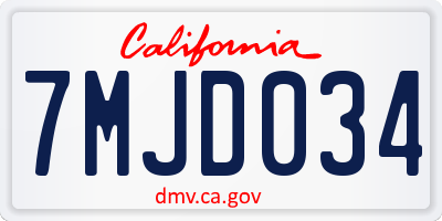 CA license plate 7MJD034