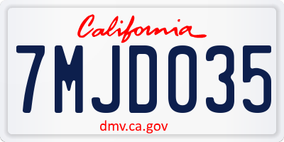 CA license plate 7MJD035