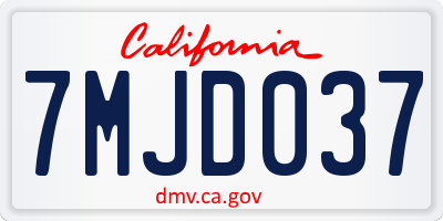 CA license plate 7MJD037