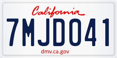 CA license plate 7MJD041