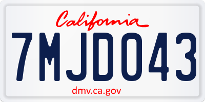 CA license plate 7MJD043