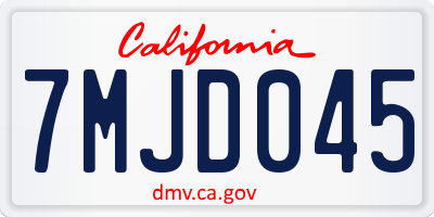 CA license plate 7MJD045