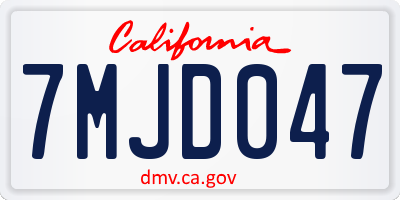 CA license plate 7MJD047
