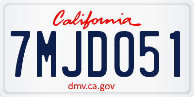 CA license plate 7MJD051