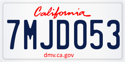 CA license plate 7MJD053