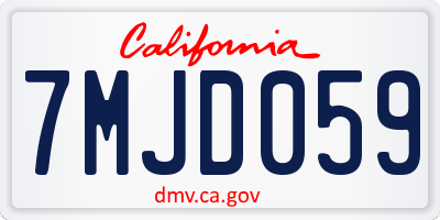 CA license plate 7MJD059