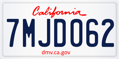 CA license plate 7MJD062