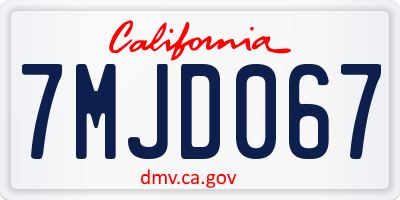 CA license plate 7MJD067