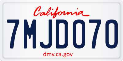 CA license plate 7MJD070