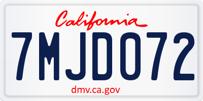 CA license plate 7MJD072