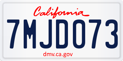 CA license plate 7MJD073