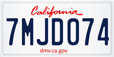 CA license plate 7MJD074