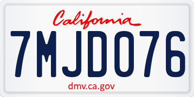 CA license plate 7MJD076