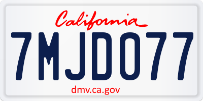 CA license plate 7MJD077