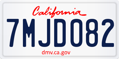 CA license plate 7MJD082