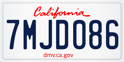 CA license plate 7MJD086