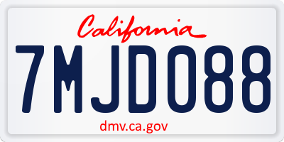 CA license plate 7MJD088