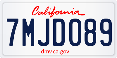 CA license plate 7MJD089