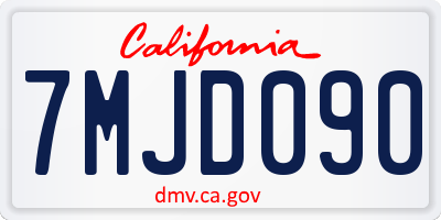 CA license plate 7MJD090