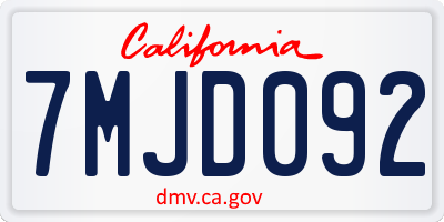 CA license plate 7MJD092