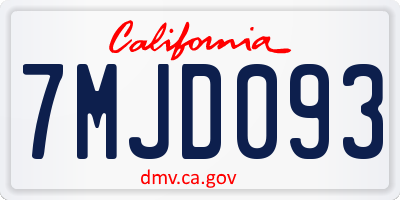 CA license plate 7MJD093