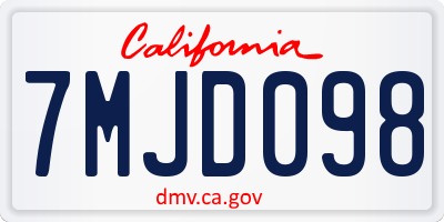 CA license plate 7MJD098