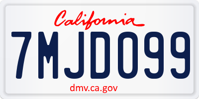 CA license plate 7MJD099