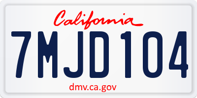 CA license plate 7MJD104