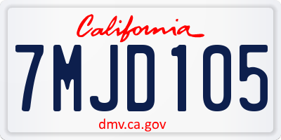 CA license plate 7MJD105