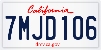 CA license plate 7MJD106
