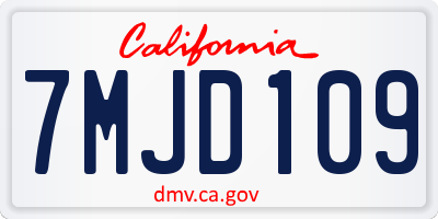 CA license plate 7MJD109