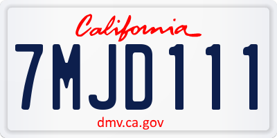 CA license plate 7MJD111