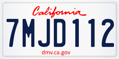 CA license plate 7MJD112