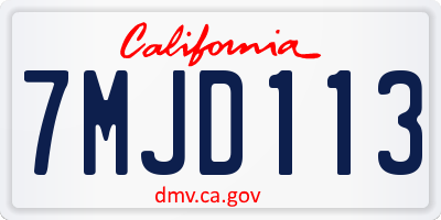 CA license plate 7MJD113