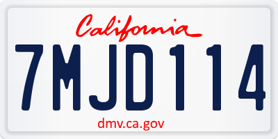 CA license plate 7MJD114