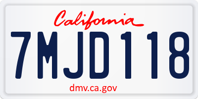 CA license plate 7MJD118