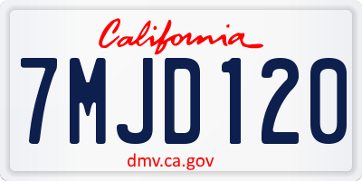 CA license plate 7MJD120
