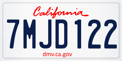 CA license plate 7MJD122