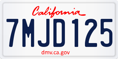 CA license plate 7MJD125