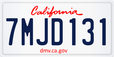 CA license plate 7MJD131